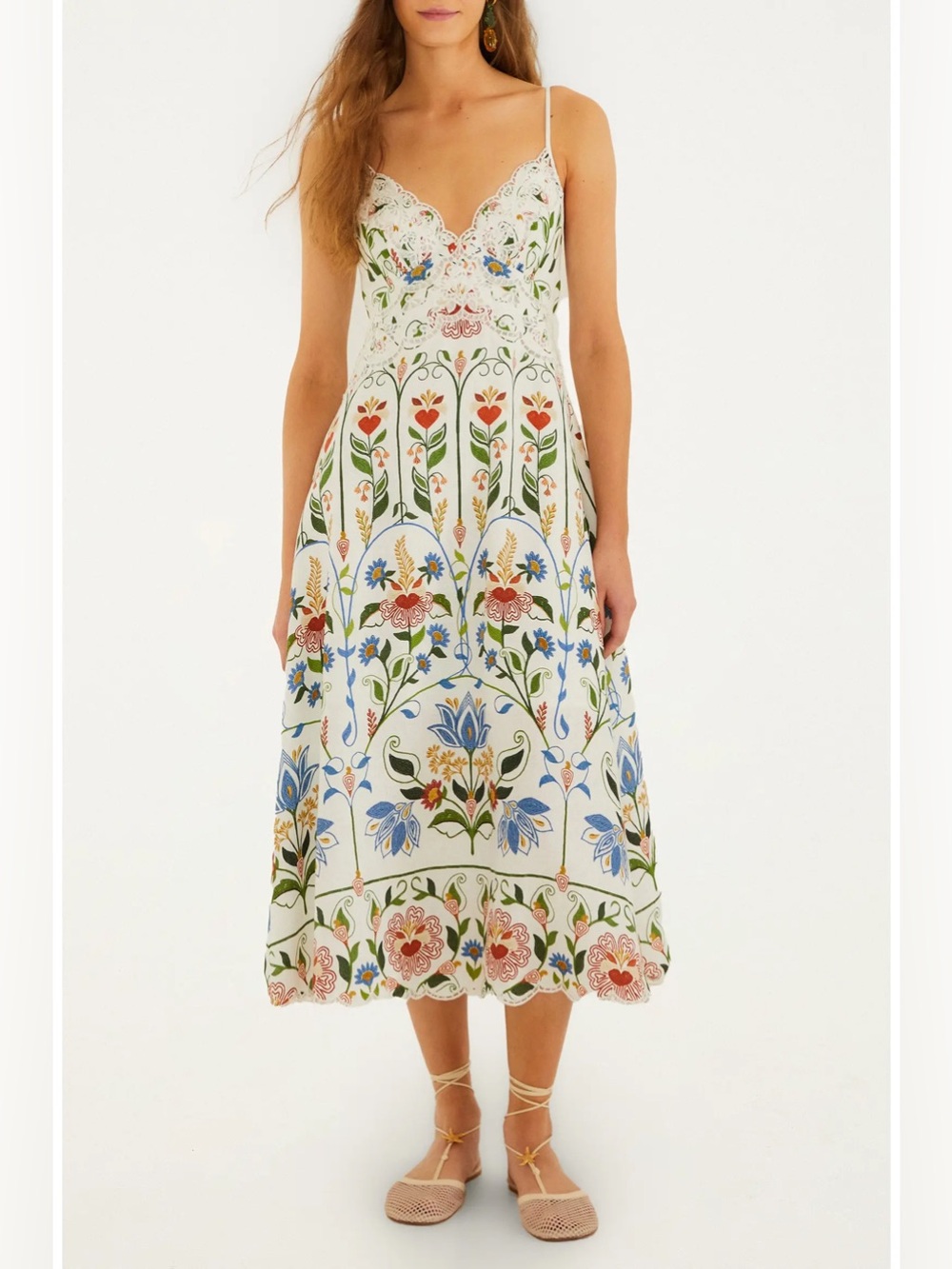Farm Rio Stitched Garden Midi Dress❤️ NWT Size L Large